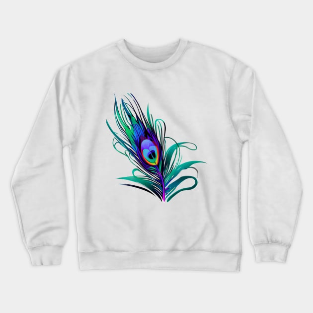 Single Peacock Feather Crewneck Sweatshirt by CBV